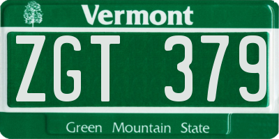 VT license plate ZGT379