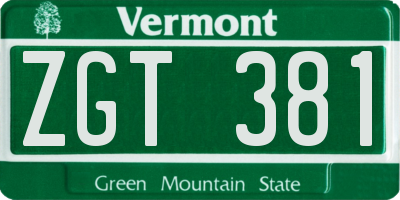 VT license plate ZGT381