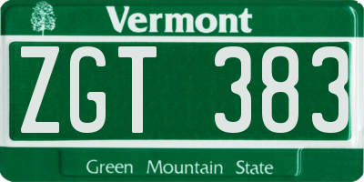 VT license plate ZGT383