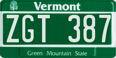 VT license plate ZGT387