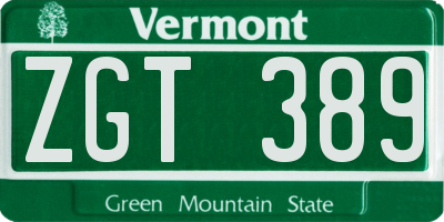 VT license plate ZGT389
