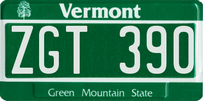 VT license plate ZGT390