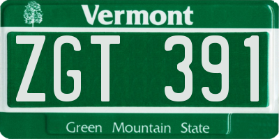 VT license plate ZGT391