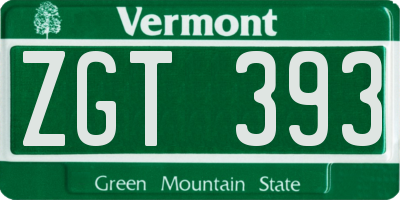 VT license plate ZGT393