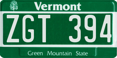 VT license plate ZGT394