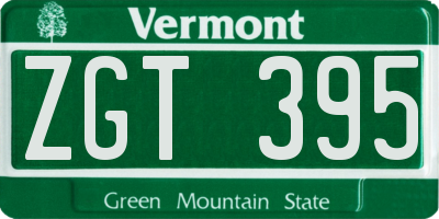 VT license plate ZGT395