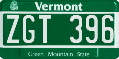 VT license plate ZGT396