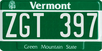 VT license plate ZGT397