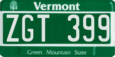 VT license plate ZGT399