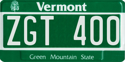 VT license plate ZGT400
