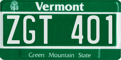 VT license plate ZGT401