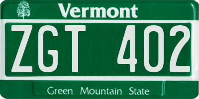 VT license plate ZGT402