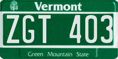 VT license plate ZGT403