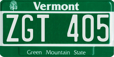 VT license plate ZGT405
