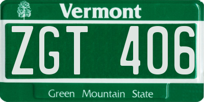 VT license plate ZGT406
