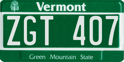 VT license plate ZGT407
