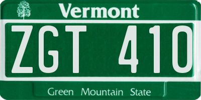 VT license plate ZGT410