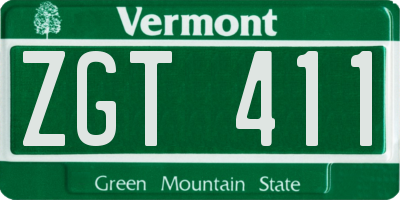 VT license plate ZGT411