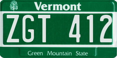 VT license plate ZGT412