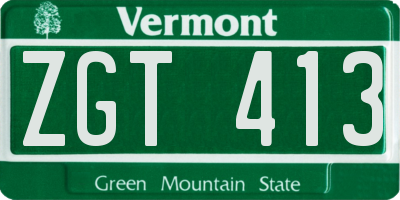 VT license plate ZGT413