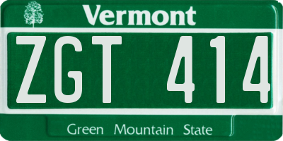 VT license plate ZGT414