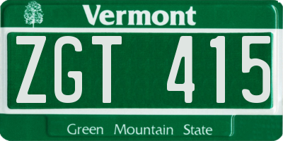 VT license plate ZGT415