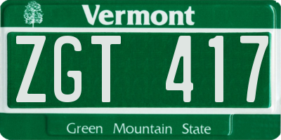 VT license plate ZGT417