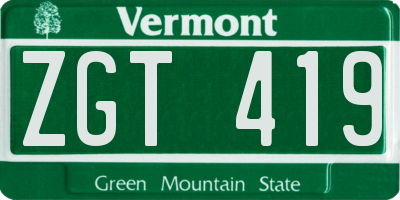 VT license plate ZGT419