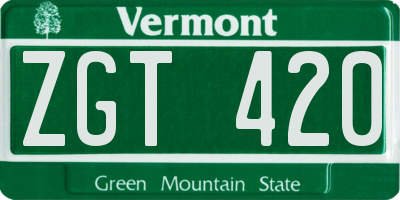 VT license plate ZGT420