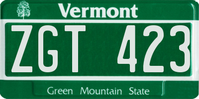 VT license plate ZGT423