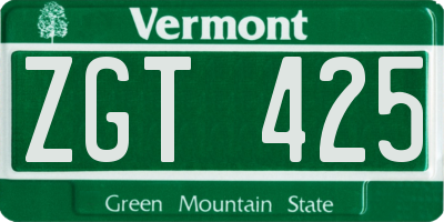 VT license plate ZGT425