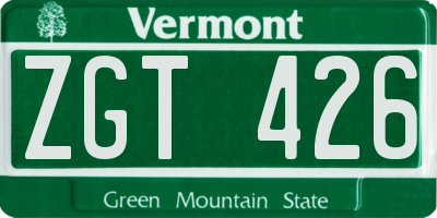 VT license plate ZGT426