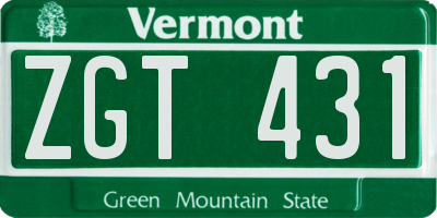 VT license plate ZGT431