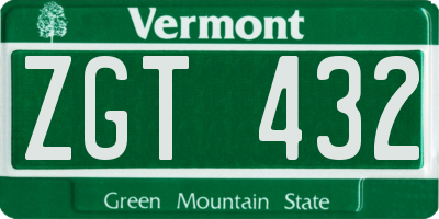 VT license plate ZGT432