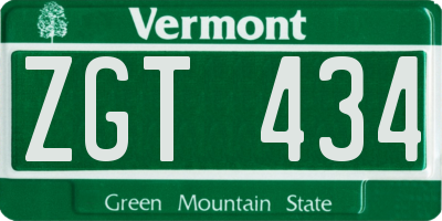 VT license plate ZGT434