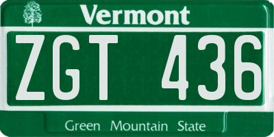VT license plate ZGT436