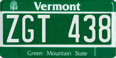 VT license plate ZGT438