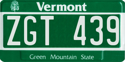 VT license plate ZGT439