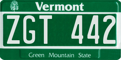 VT license plate ZGT442