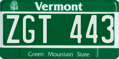 VT license plate ZGT443