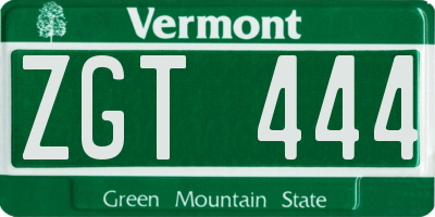 VT license plate ZGT444