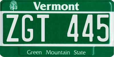 VT license plate ZGT445