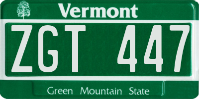 VT license plate ZGT447