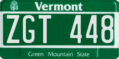 VT license plate ZGT448
