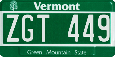 VT license plate ZGT449