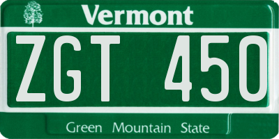 VT license plate ZGT450