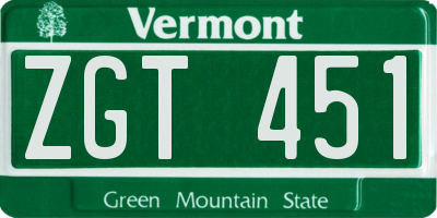 VT license plate ZGT451