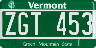 VT license plate ZGT453