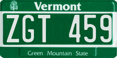 VT license plate ZGT459