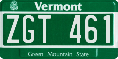 VT license plate ZGT461